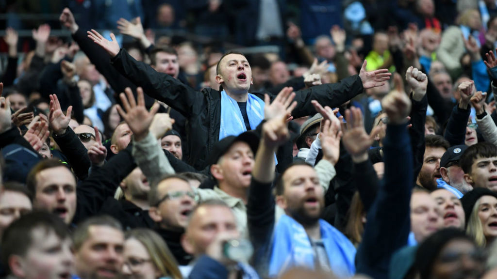 PLENTY TO SHOUT ABOUT: The City fans urge the team on at Wembley
