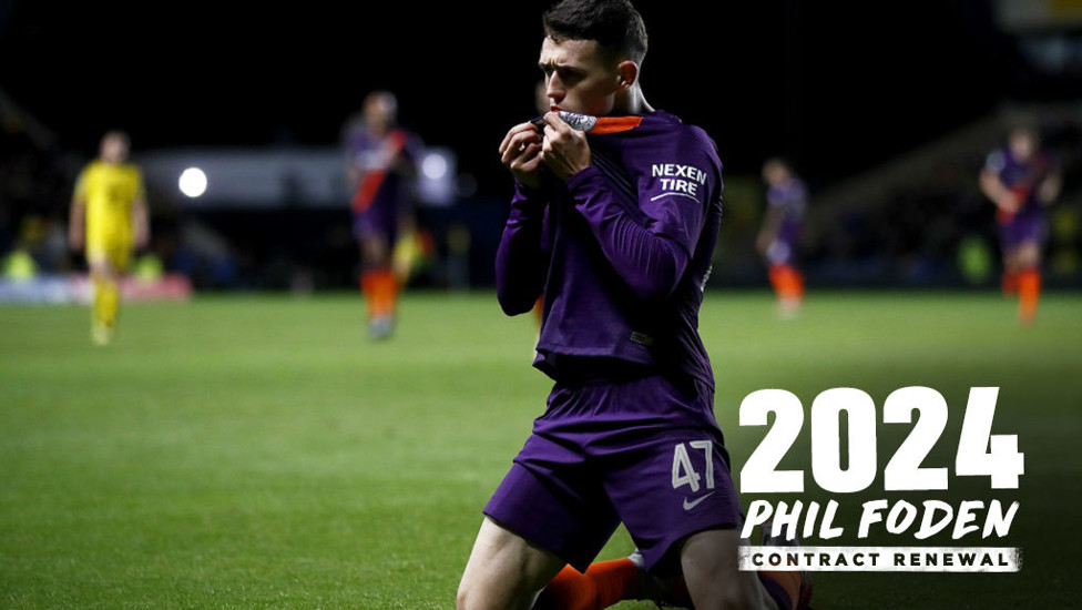 PHIL THE POWER : Foden grabs his first senior goal against Oxford United