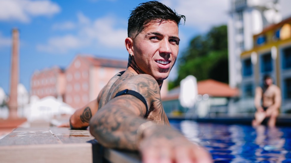 IN AT THE DEEP END : Enzo Fernández cools off