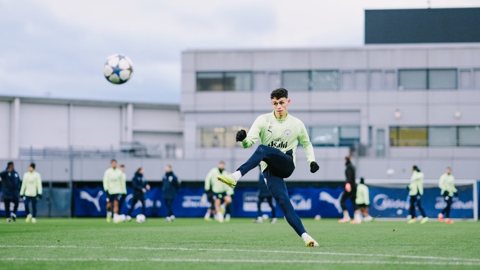 CURLING EFFORT : Phil Foden places his shot. 