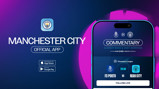 Manchester City official app banner featuring match commentary for FC Porto vs Man City, available for download on App Store and Google Play.