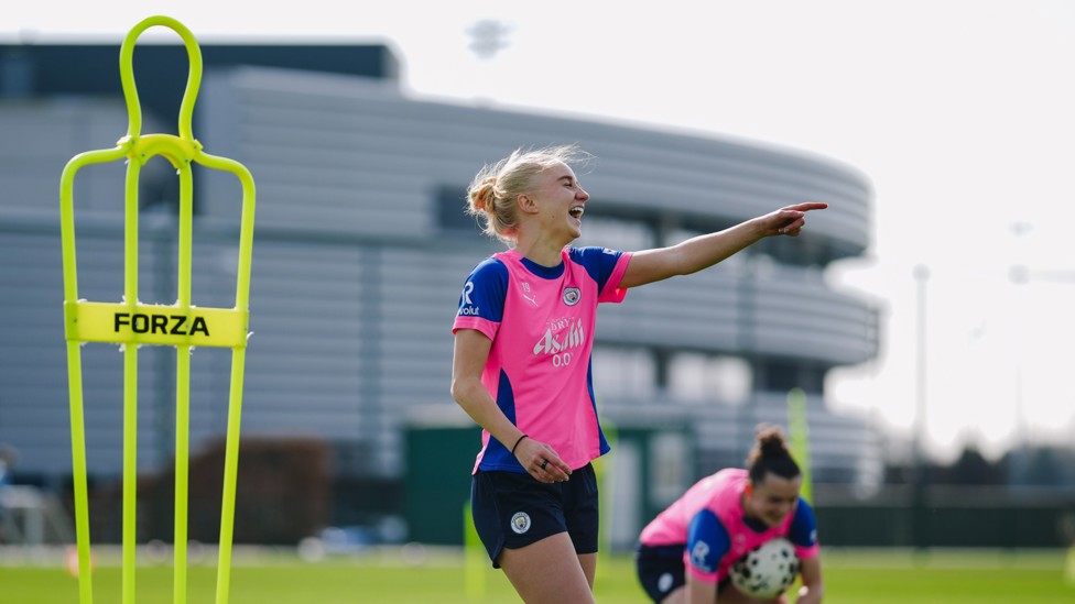 LAUGHING ALONG : Laura Blindkilde Brown spots something funny