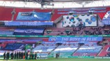 GAME TIME: The national anthem plays as the players arrive on the pitch.