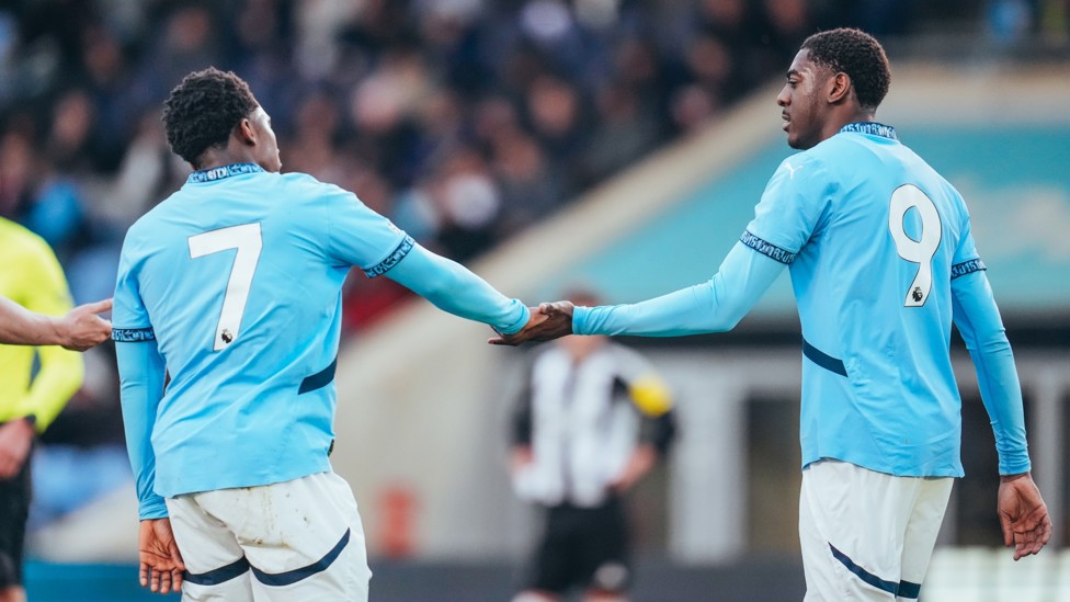 AT THE DOUBLE : Divin Mubama bags a brace.