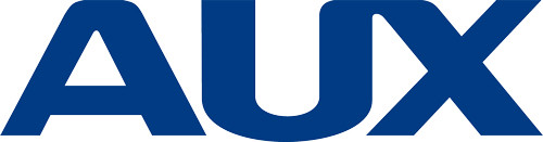 Logo featuring the word 'AUX' in bold blue letters.