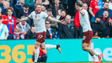 KING KEV: Celebrates the goal.