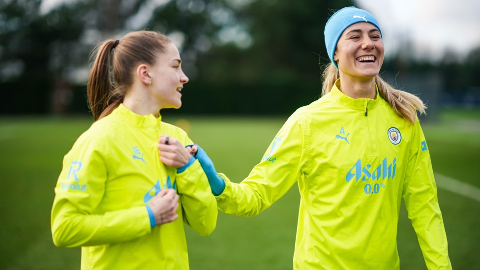FOOTBALL FRIENDS : Jess Park and Aleixandri in fine spirits! 