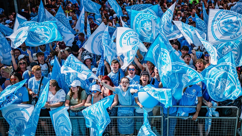 FLAGS AT THE GO : Blues enjoy the day