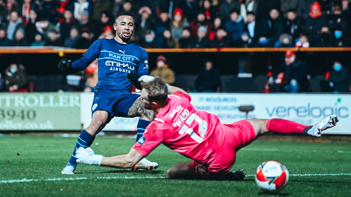 CLINICAL: Jesus expertly tucks the ball into the corner.