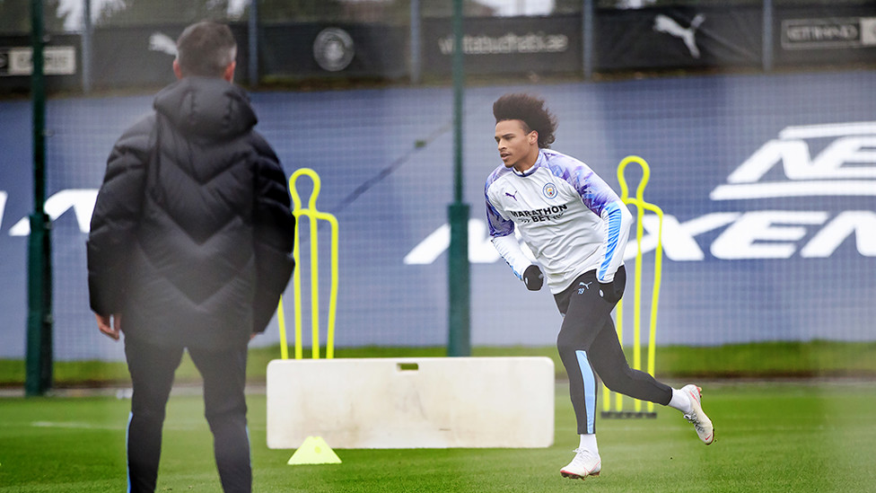 ACTION STATIONS : Our German winger goes through a specially prepared running drill