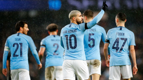 KING KUN: Sergio rounds off our FA Cup fourth round win from the penalty spot.