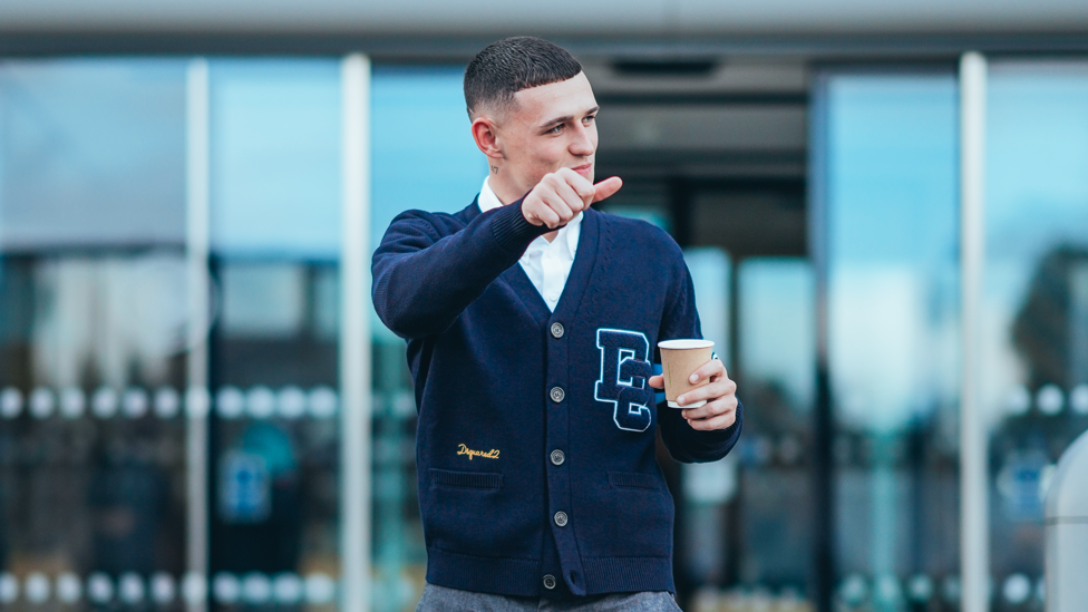 THUMBS UP : Phil Foden leaves the CFA