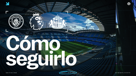 The image is a promotional graphic for an upcoming match between Manchester City and Sunderland A.F.C. scheduled for Saturday, December 6, 2025, at 15:00 (UK time). It features club logos and a background of an empty football stadium.