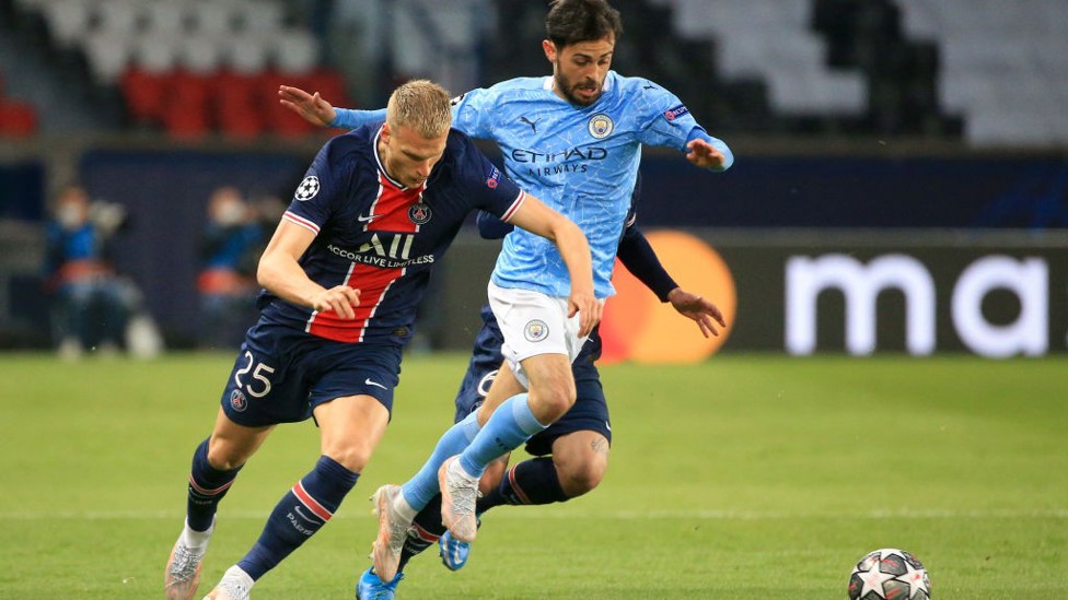 PACE TO BERN: Bernardo Silva skips away from danger