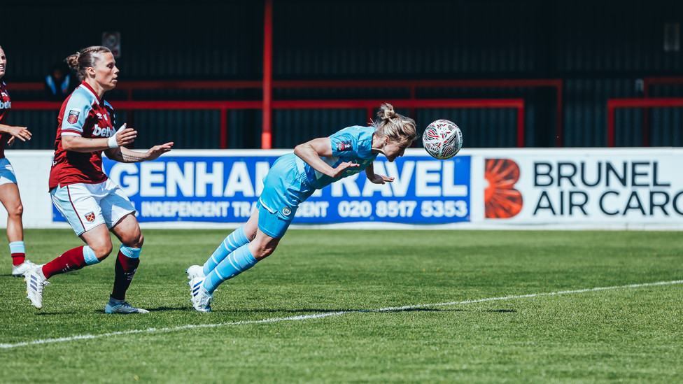 POACHERS STRIKE: Ellen White dives in to score our first