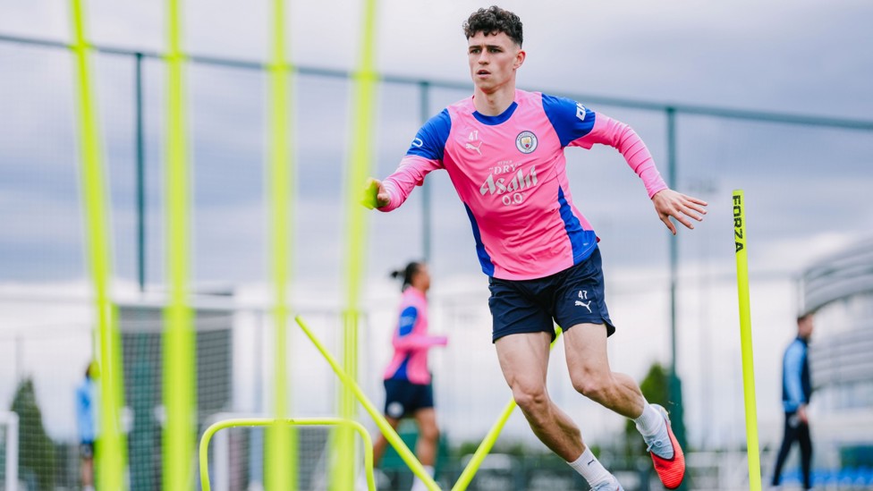 FAST PACE: Phil Foden puts the yards in