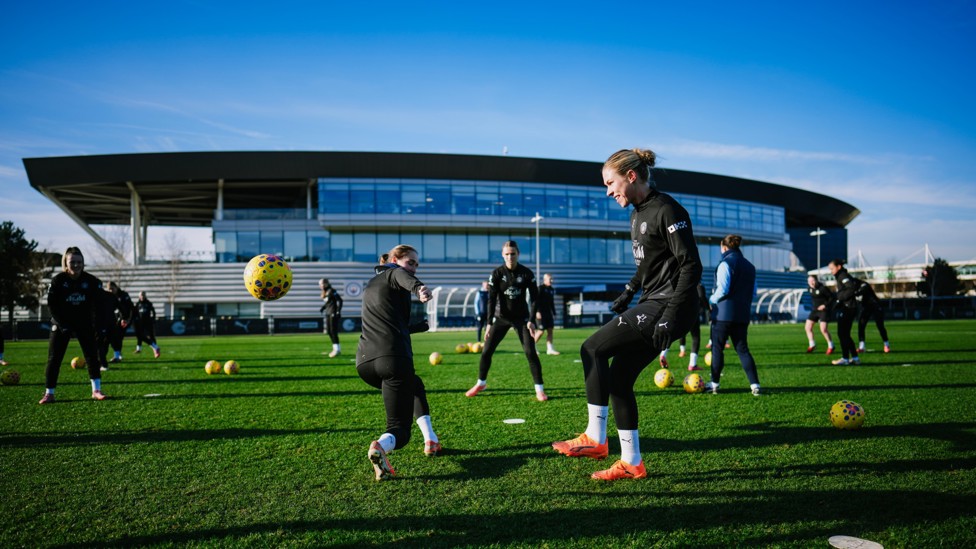 UP IN THE SKY  : Knaak ficks the ball.
