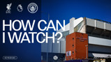 The image shows a promotion for watching a Premier League match between Liverpool and Manchester City on 11 Oct 2026, held at the Sir Kenny Dalglish Stand, with a kickoff at 16:30 UK time.