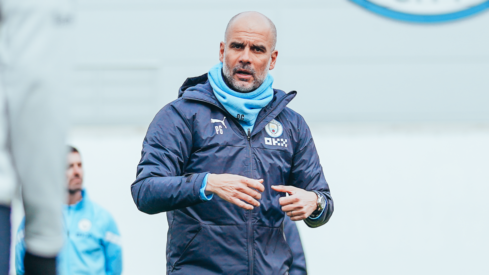 THE BOSS : Pep Guardiola instructs his players