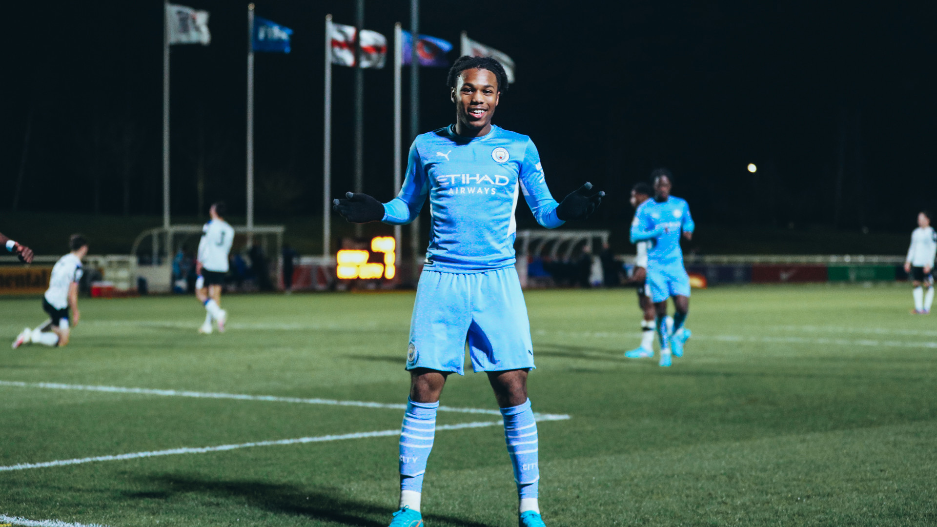 SUPERSUB: Micah Hamilton celebrates after finding the target