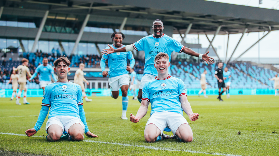 EDGING NEARER : A 3-1 win over Chelsea moves our young charges to within touching distance of an unprecedented PL2 hat-trick