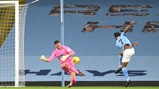 SAVE: Sterling close-range effort is smothered by Johnstone as the clock ticks towards the hour mark.