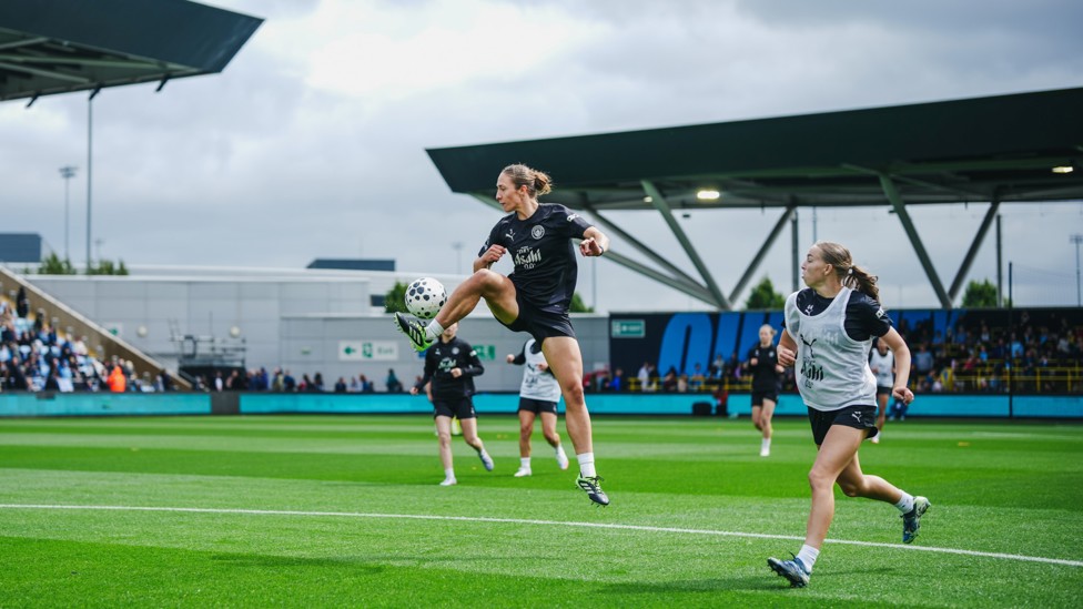 JUMPING THE HIGHEST  : Naomi Layzell leaps to control the ball.