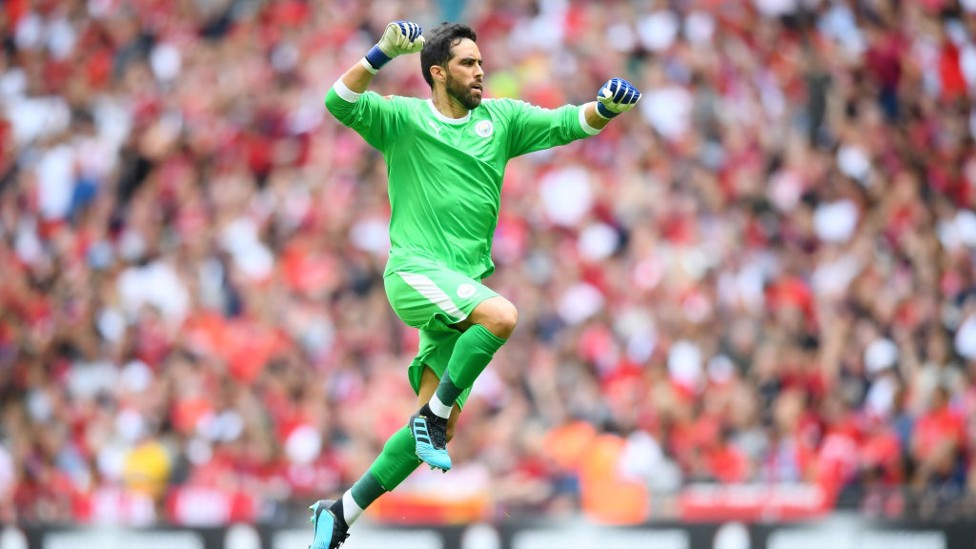 BACK IN THE GAME : Claudio Bravo made his first competitive appearance for City since last season's Community Shield victory against Chelsea.