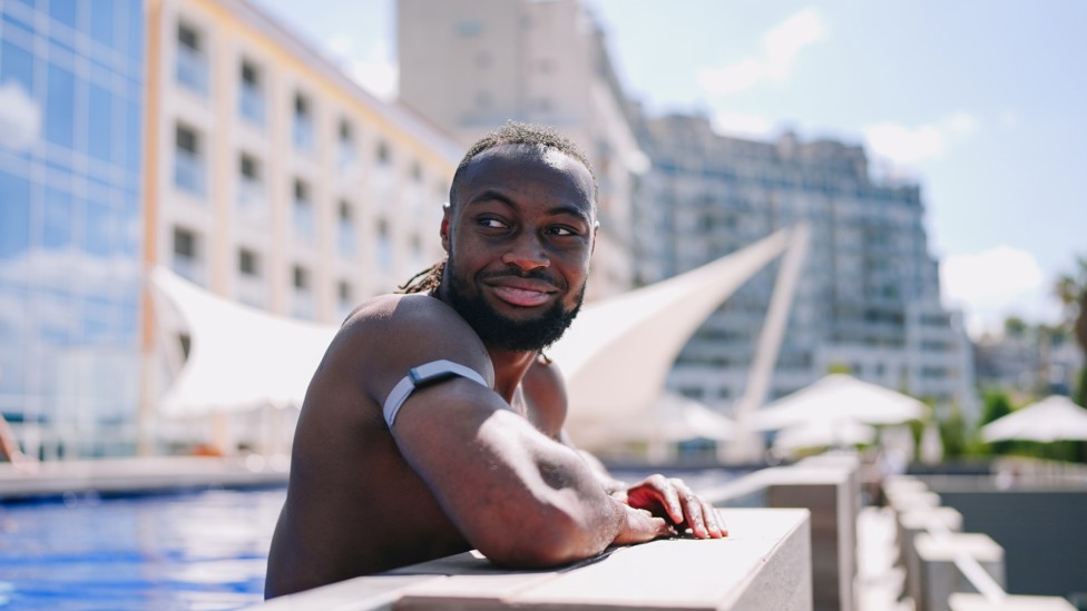 ON THE EDGE : Antoine Semenyo in the pool