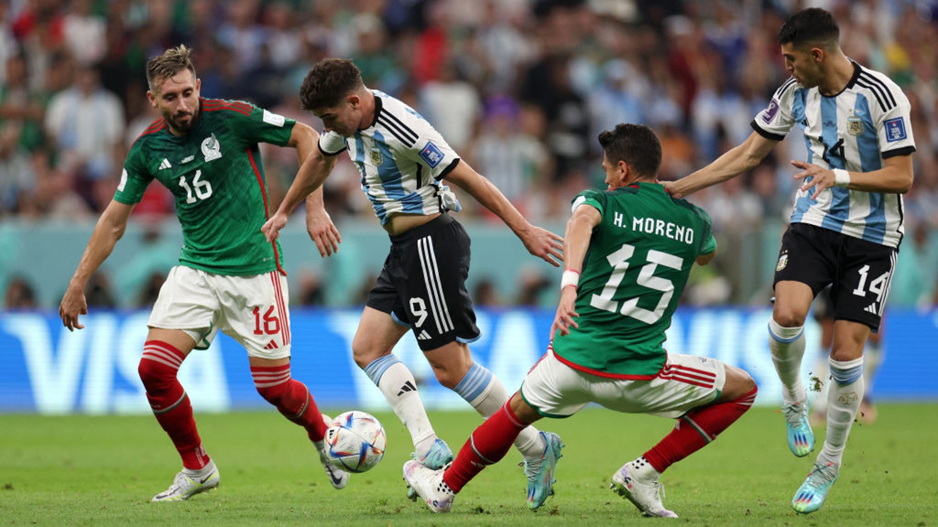 FORWARD MARCH: Julian Alvarez takes the fight to Mexico