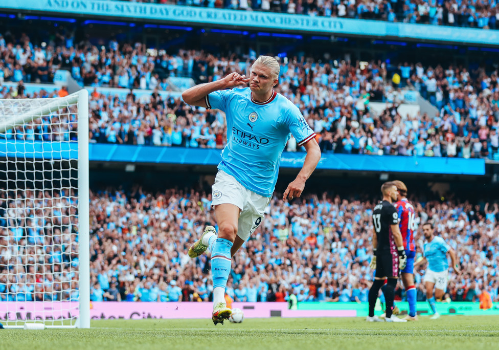 Haaland fez um hat-trick contra o Palace em 2022/23. 