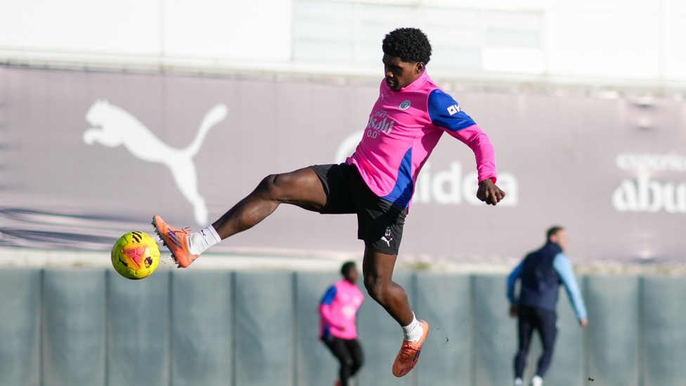 REACH OUT : Jaden Heskey tries to get to the ball