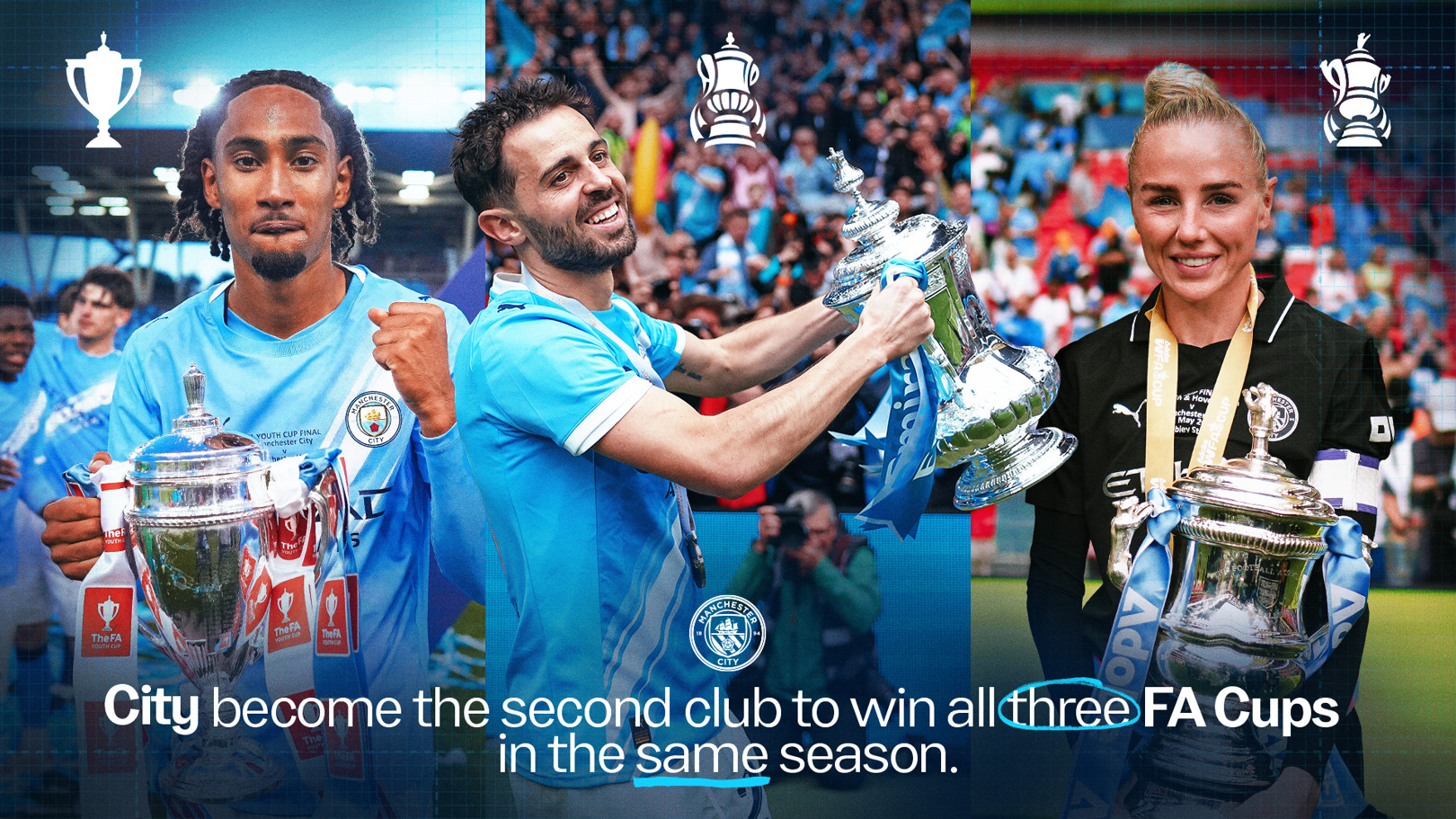 City claim historic trio of 2025/26 FA Cup trophies