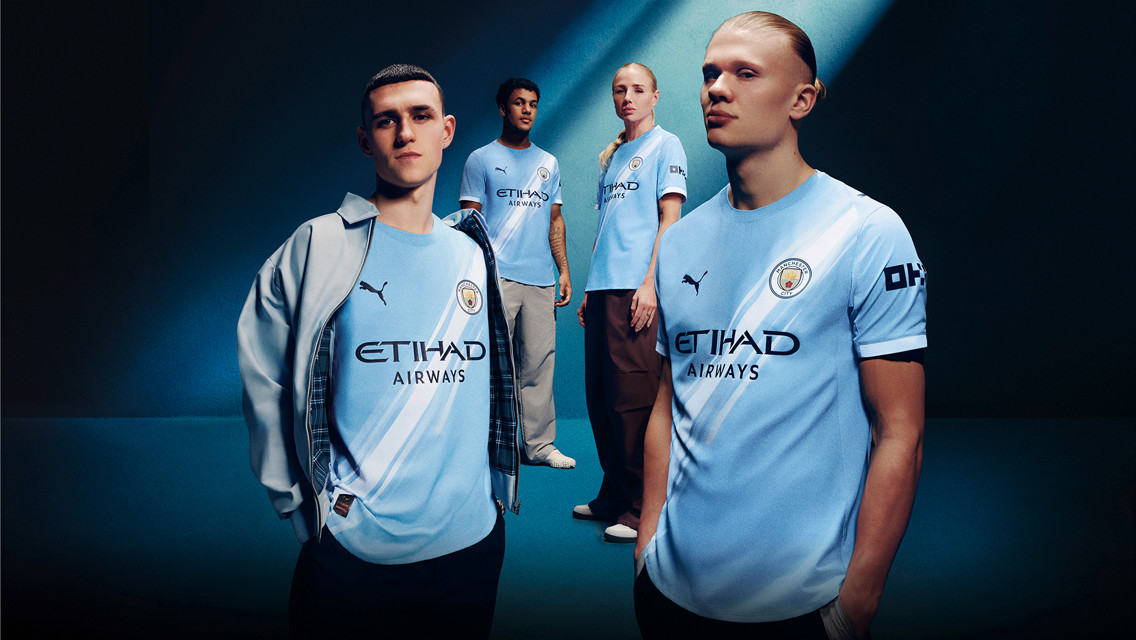 El City y PUMA trasladan la franja diagonal a la primera equipación 2025/26