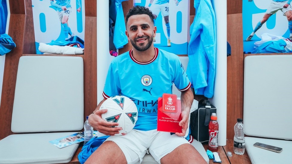 MAN OF THE MOMENT : Mahrez scored the first ever FA Cup semi-final hat-trick in our 3-0 win over Sheffield United in May 2023. 