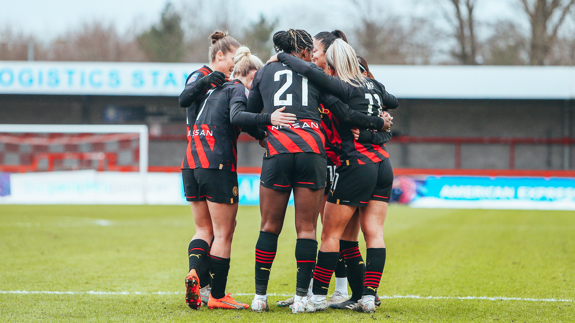 TEAM SPIRIT : Players showing their togetherness in the clash with Brighton.
