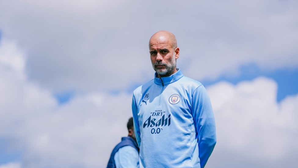 THE BOSS : Pep Guardiola watches on