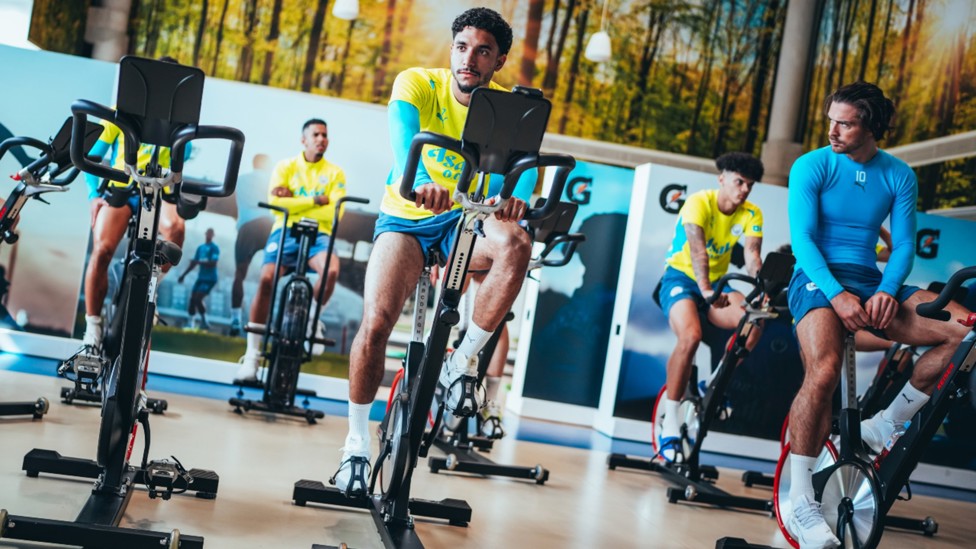 PEDAL POWER: Omar Marmoush and Jack Grealish go through the gears.
