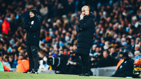 THE BOSS: Pep watches on.