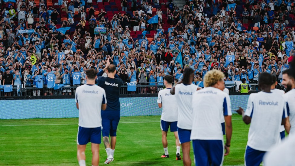 GREAT SUPPORT: The City players thank the fans after our open training session