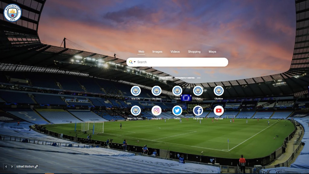 Get the official manchester city google chrome start page