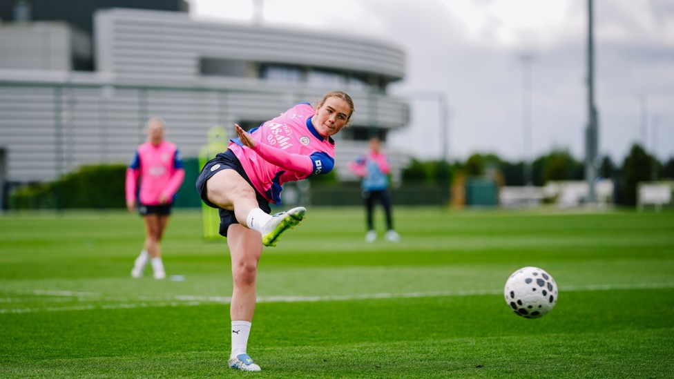 STRIKE : Grace Clinton fires towards goal