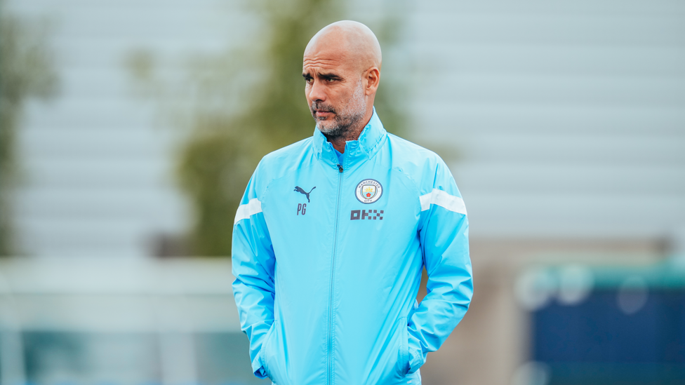 PENSIVE PEP : Guardiola thinks about the session to come