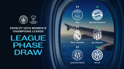 2026/27 UEFA Women's Champions League League Phase Draw showing Manchester City and opponents PSG, Bayern Munich, Real Madrid, BK Häcken, Austria Wien, and Inter Milan.