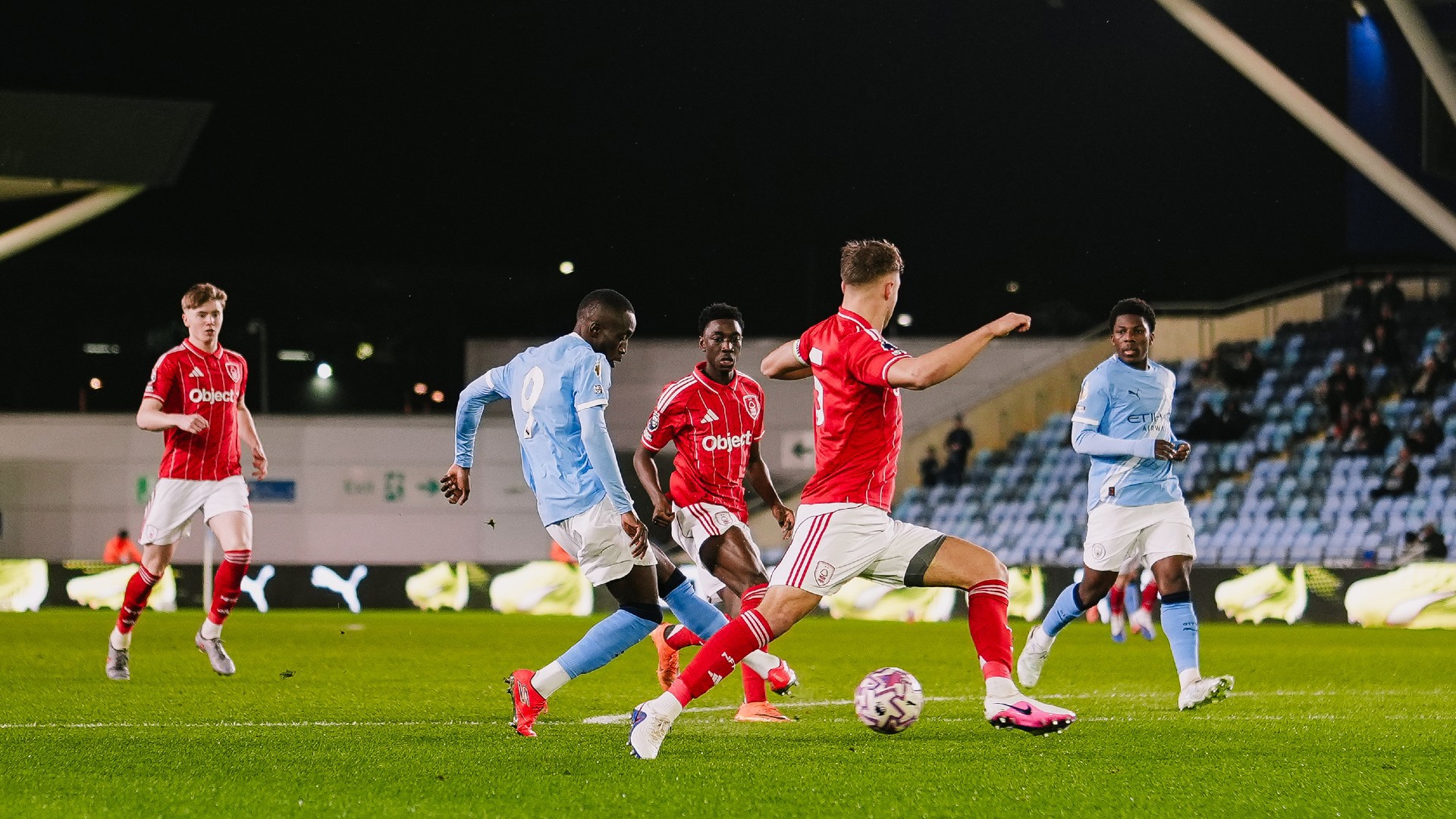 SANGARE SHOT : Mamad Sangare fires City ahead.