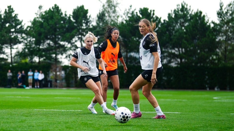 EYES ON THE PRIZE: Laura Coombs, Leila Ouahabi and Gracie Prior keep a watchful eye on proceedings.