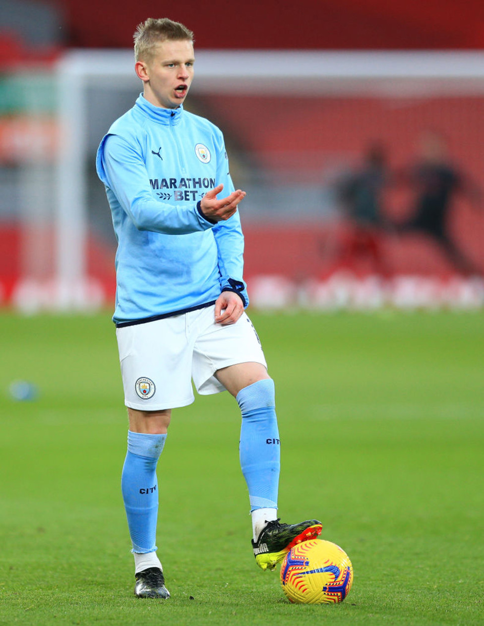 BACK IN THE XI : Zinchenko gets a feel of the ball as he's named back in the starting lineup.