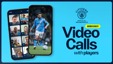 Promotional graphic for Manchester City's Cityzens Official Membership showcasing member benefits like video calls with players.