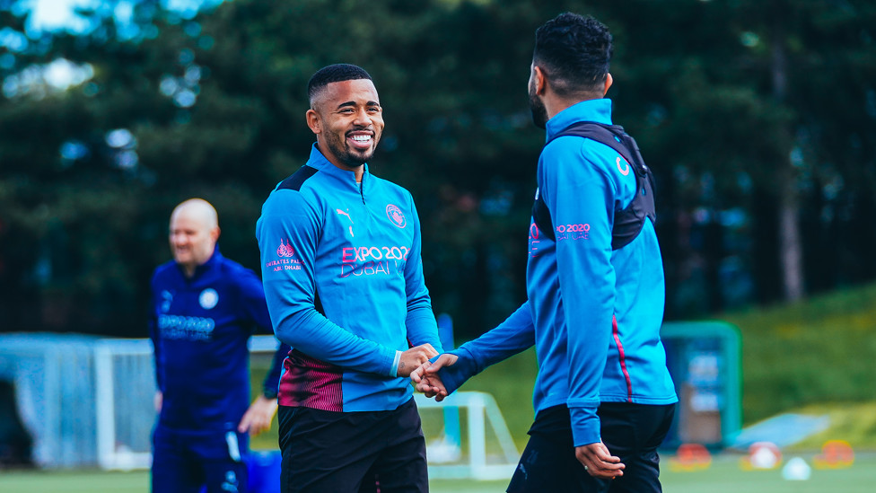 ALL SMILES: Gabriels Jesus' expression summed up the mood at Thursday's session!