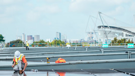 More than 2,800 solar panels installed on the Joie Stadium's roof 